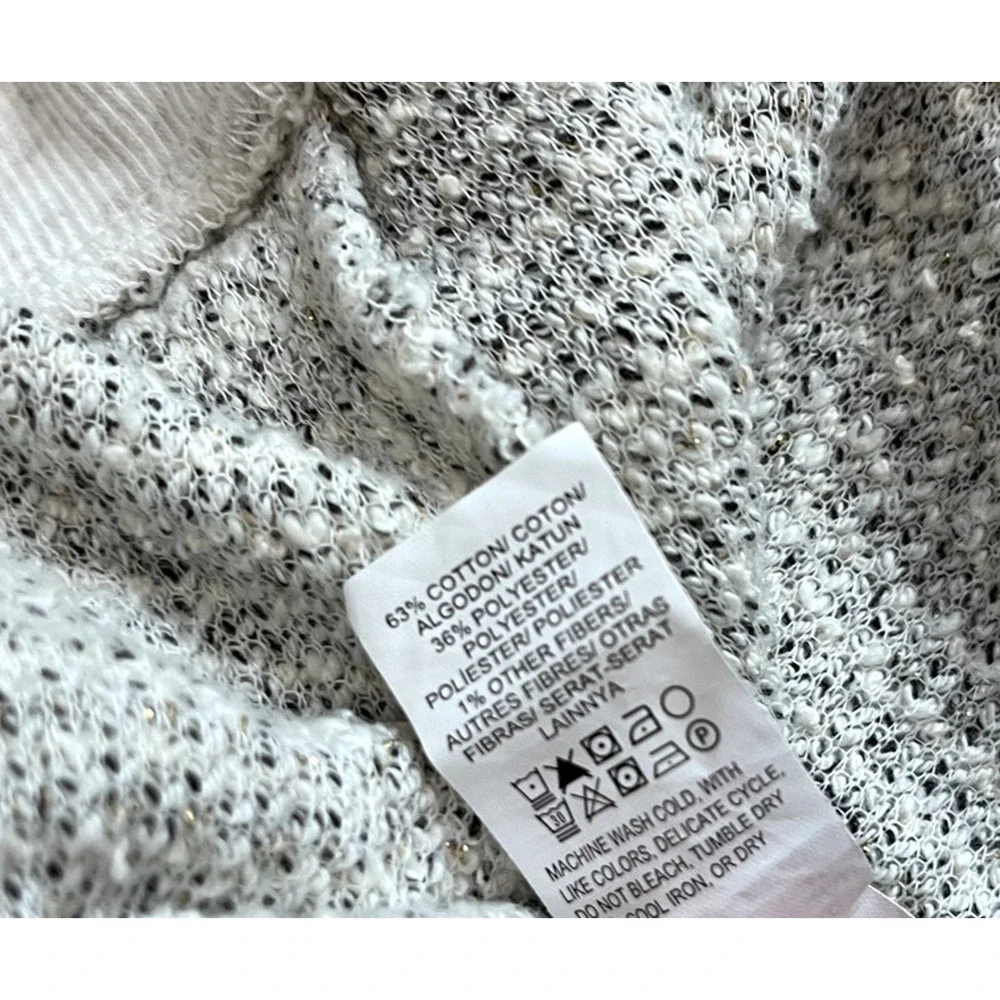 Women's Gray and White Lucky Brand Zip Sweater M